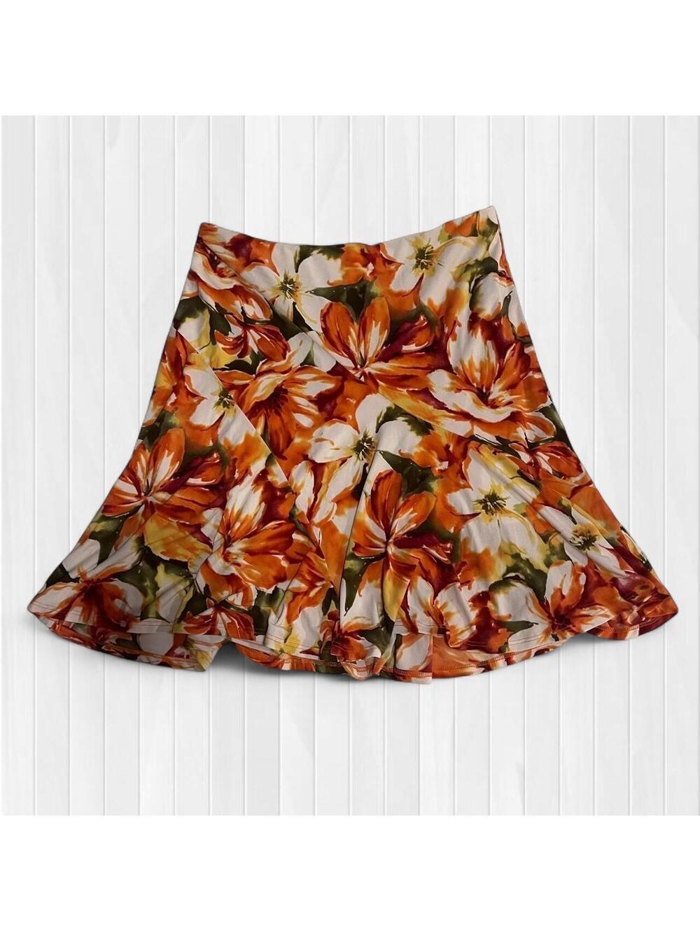 Vintage 90s Caché Floral midi Skirt fairy whimsy L Made in USA
